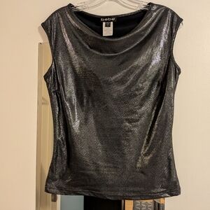 Y2K Bebe Shiny Silver Sleeveless Top